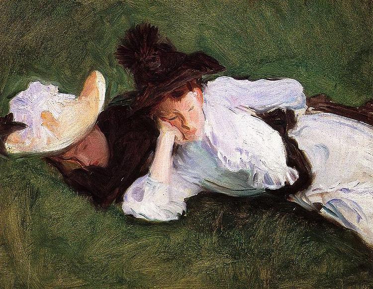John Singer Sargent Two Girls Lying on the Grass Spain oil painting art
